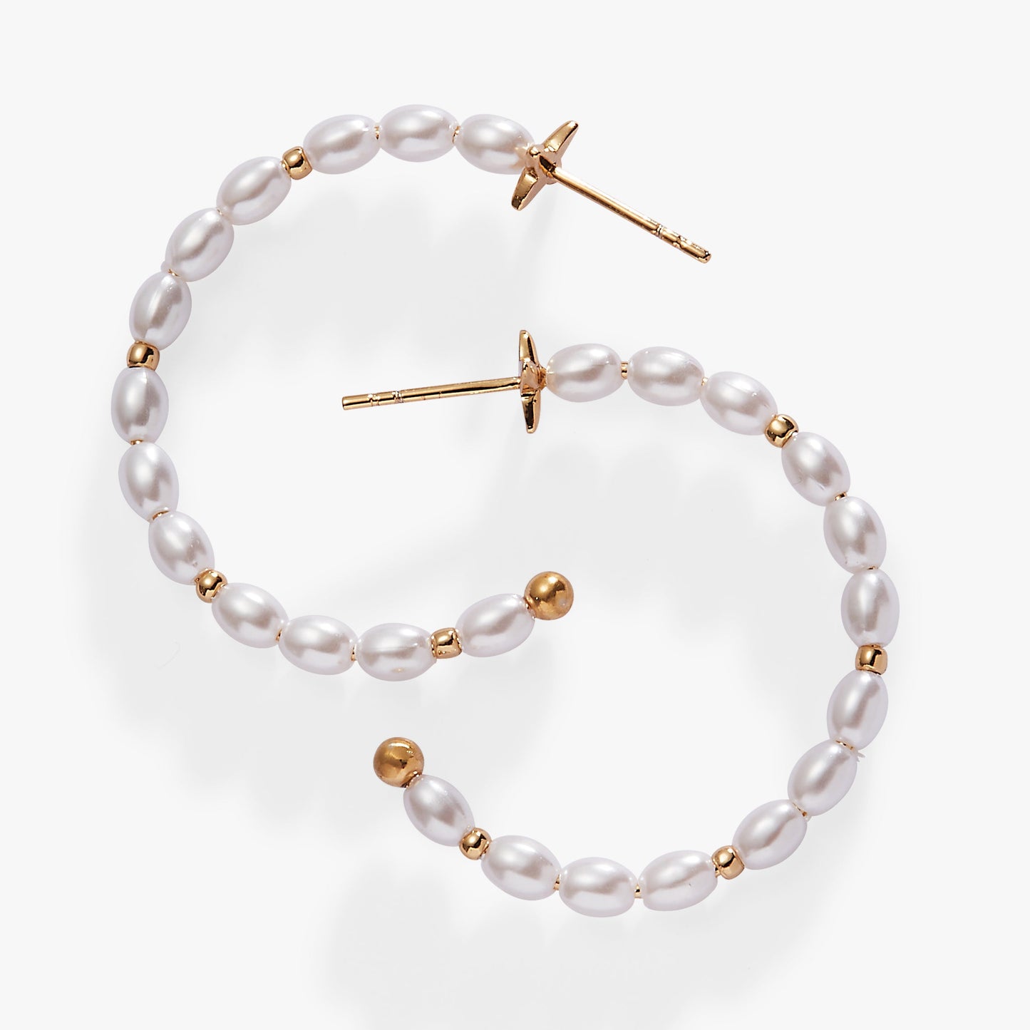 Rice Pearl Hoop Earring Gold