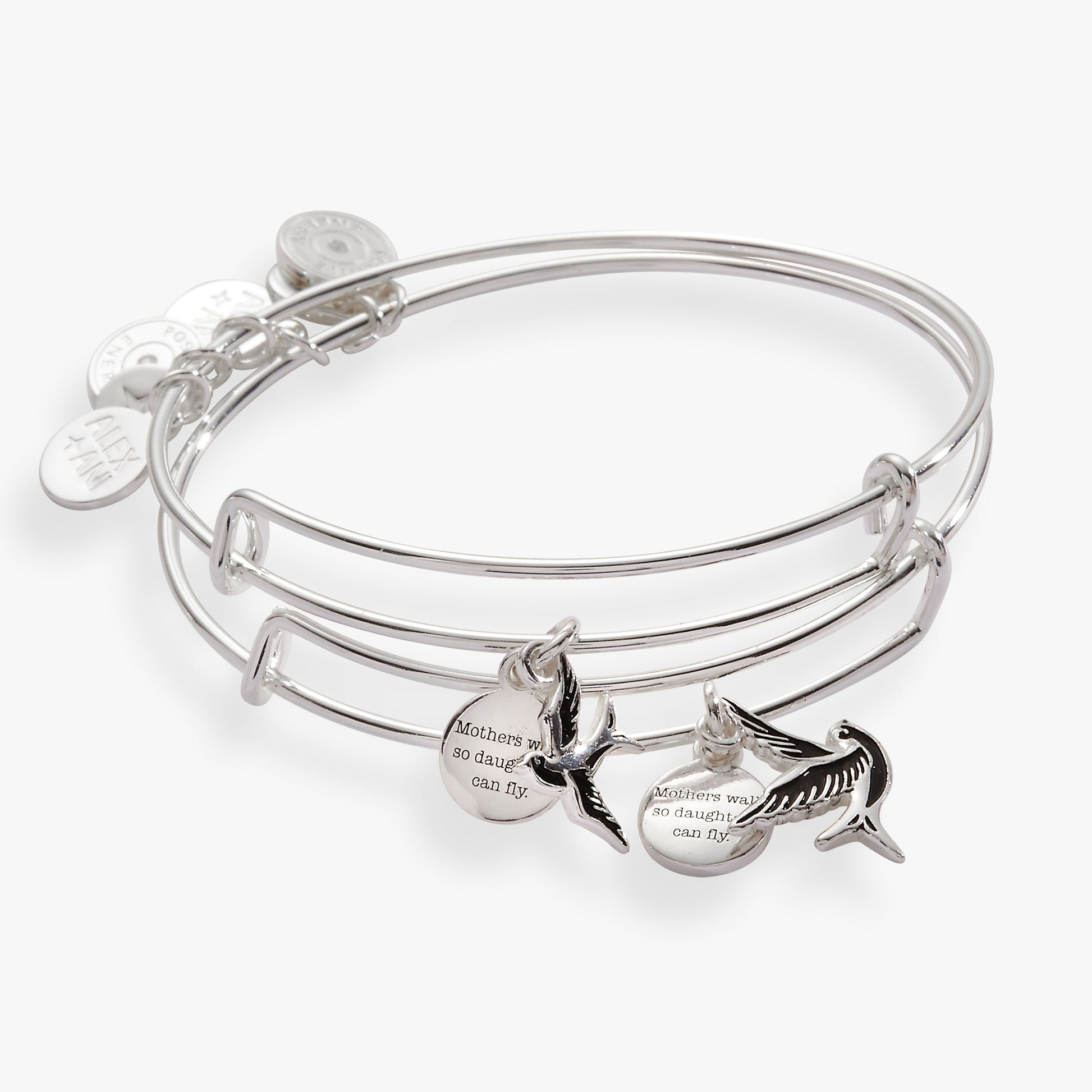Mother & Daughter Sparrow Set of 2 Silver