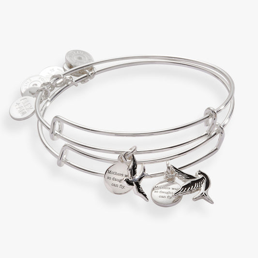 Mother & Daughter Sparrow Set of 2 Silver