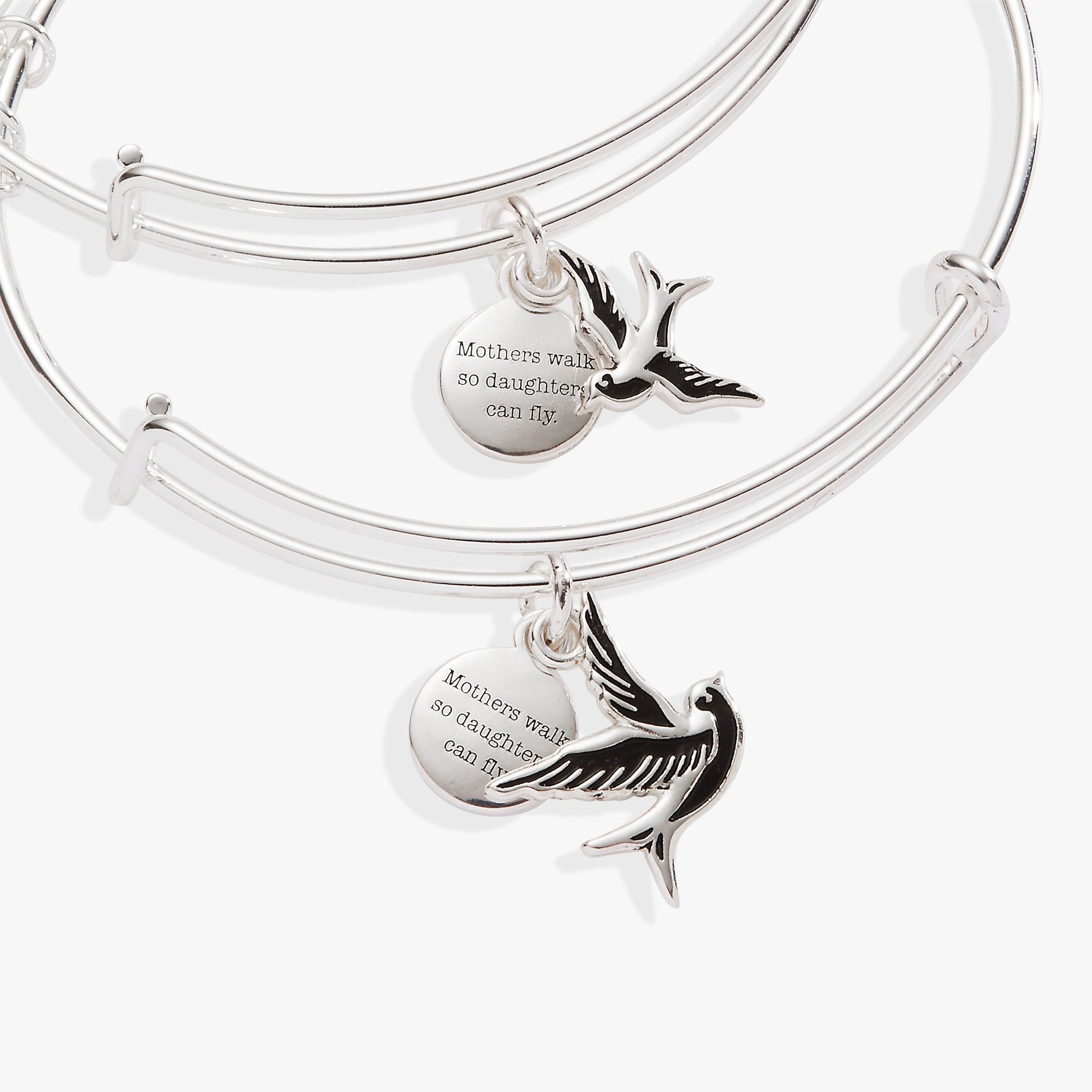 Mother & Daughter Sparrow Set of 2 Silver