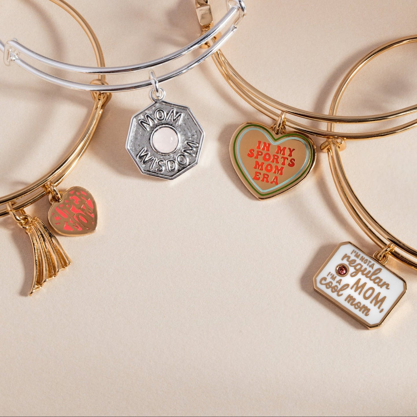 “In My Sports Mom Era” Charm Bangle Gold