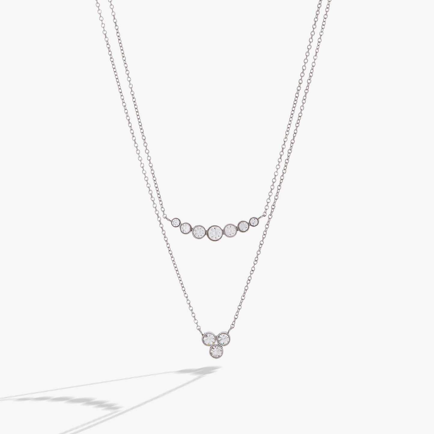 Double-Layer Crystal Necklace Stainless Steel Gold