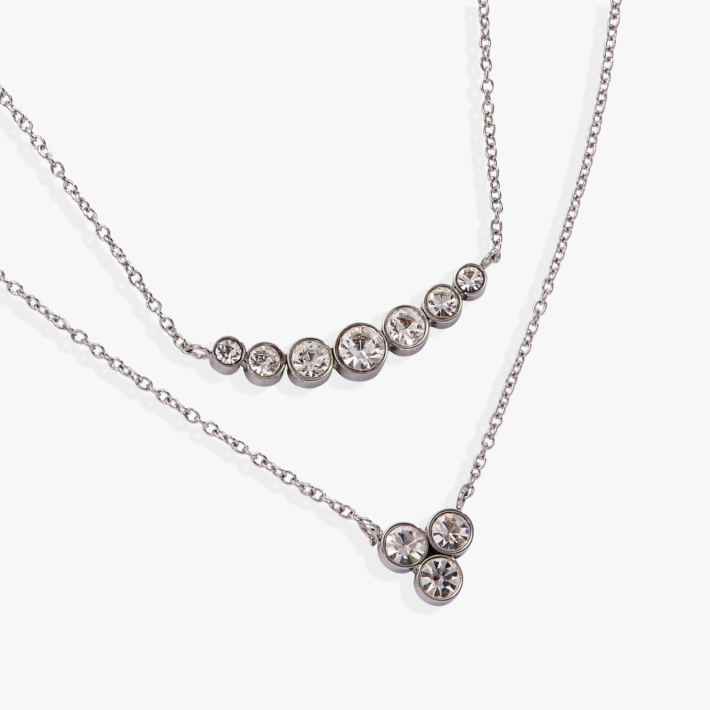 Double-Layer Crystal Necklace Stainless Steel Gold