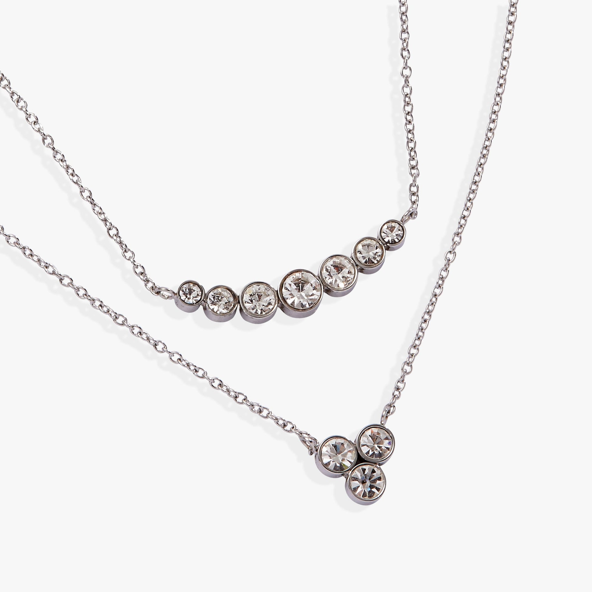 Double-Layer Crystal Necklace Stainless Steel Gold