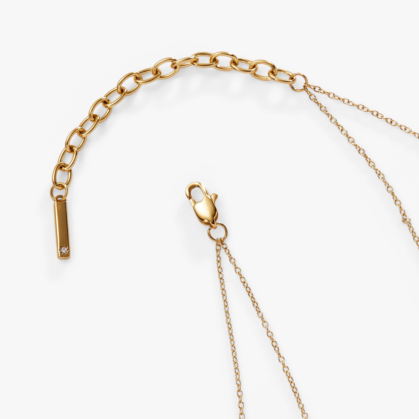 Double-Layer Crystal Necklace Stainless Steel Gold
