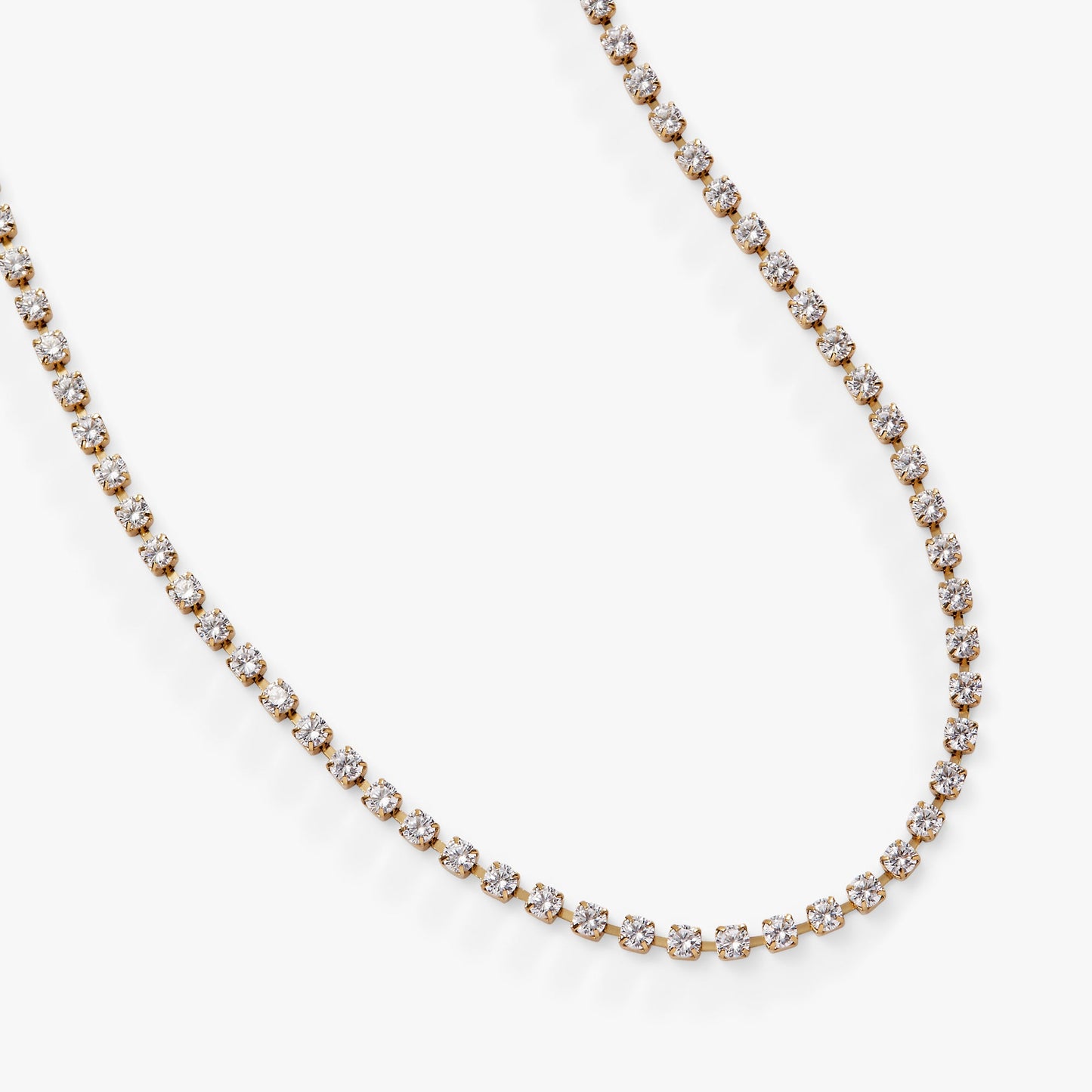 Crystal Tennis Chain Necklace Stainless Steel Silver