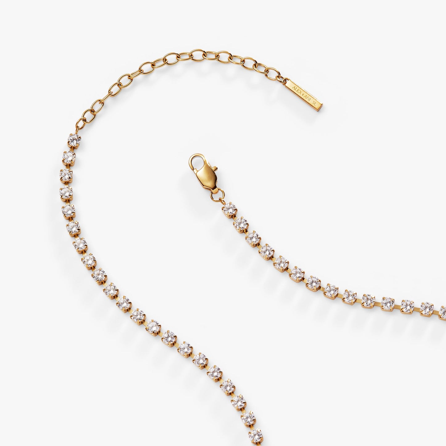 Crystal Tennis Chain Necklace Stainless Steel Silver