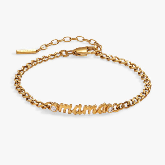 Mama Curb Chain Bracelet Stainless Steel Gold