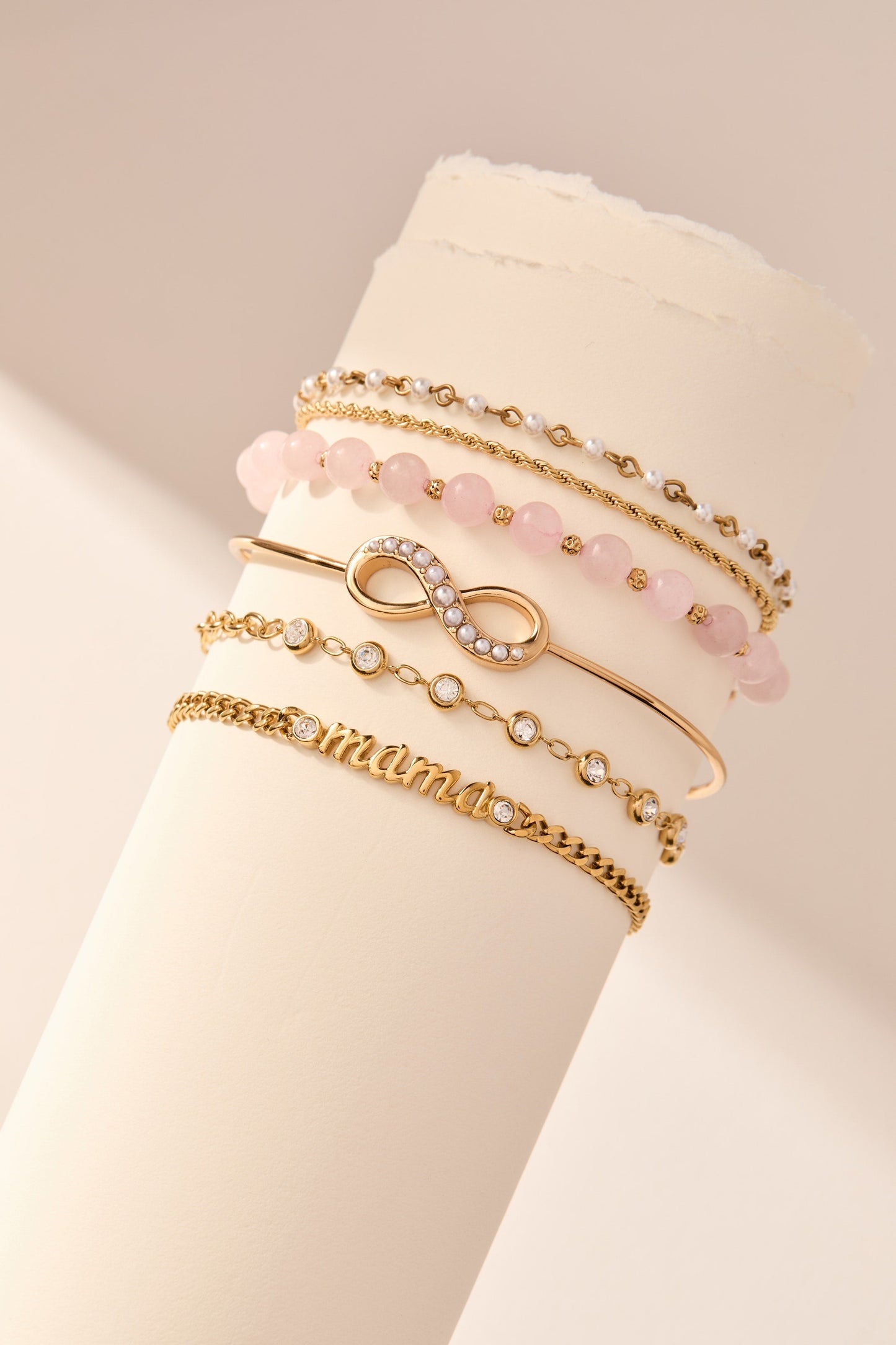 Mama Curb Chain Bracelet Stainless Steel Gold