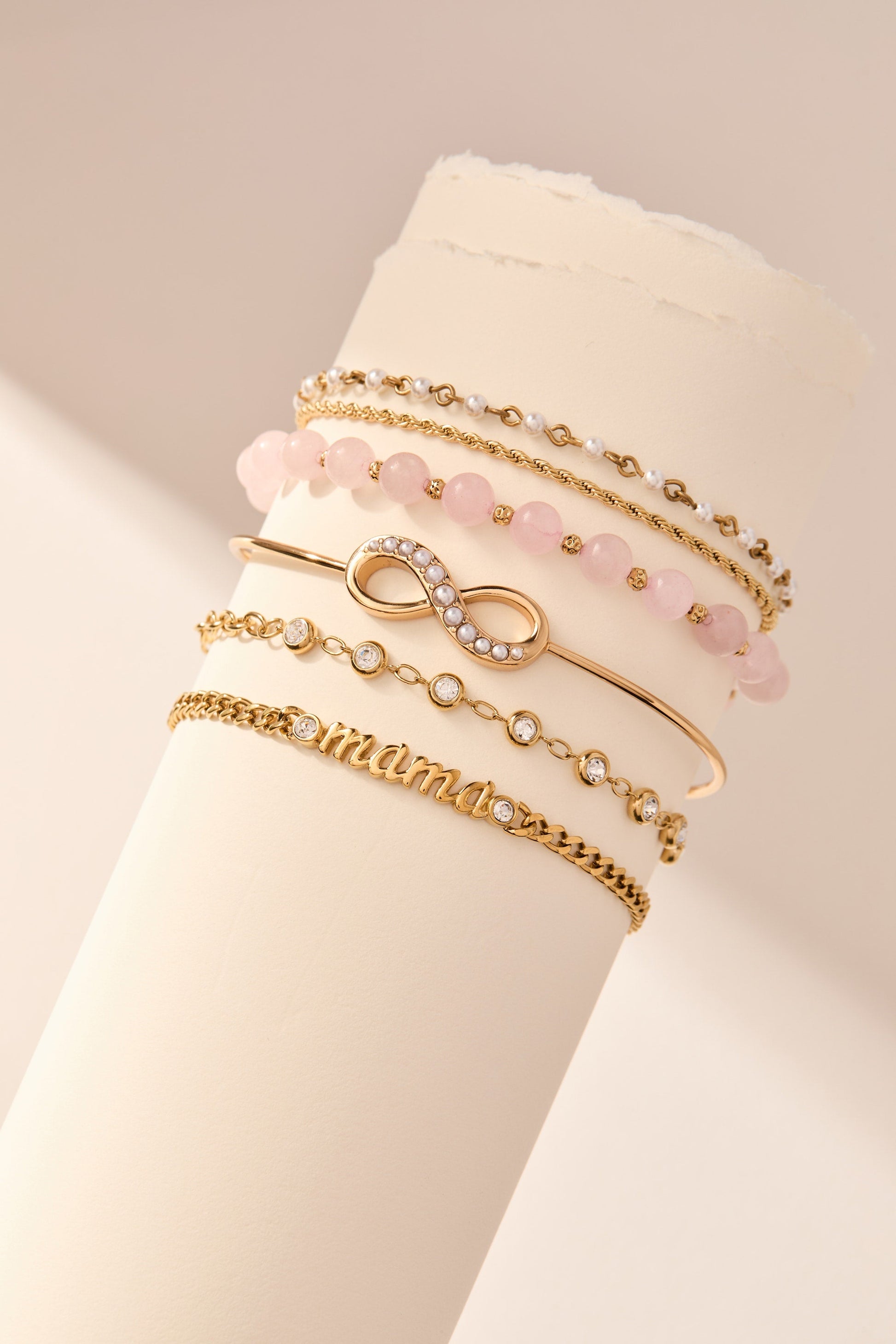 Mama Curb Chain Bracelet Stainless Steel Gold