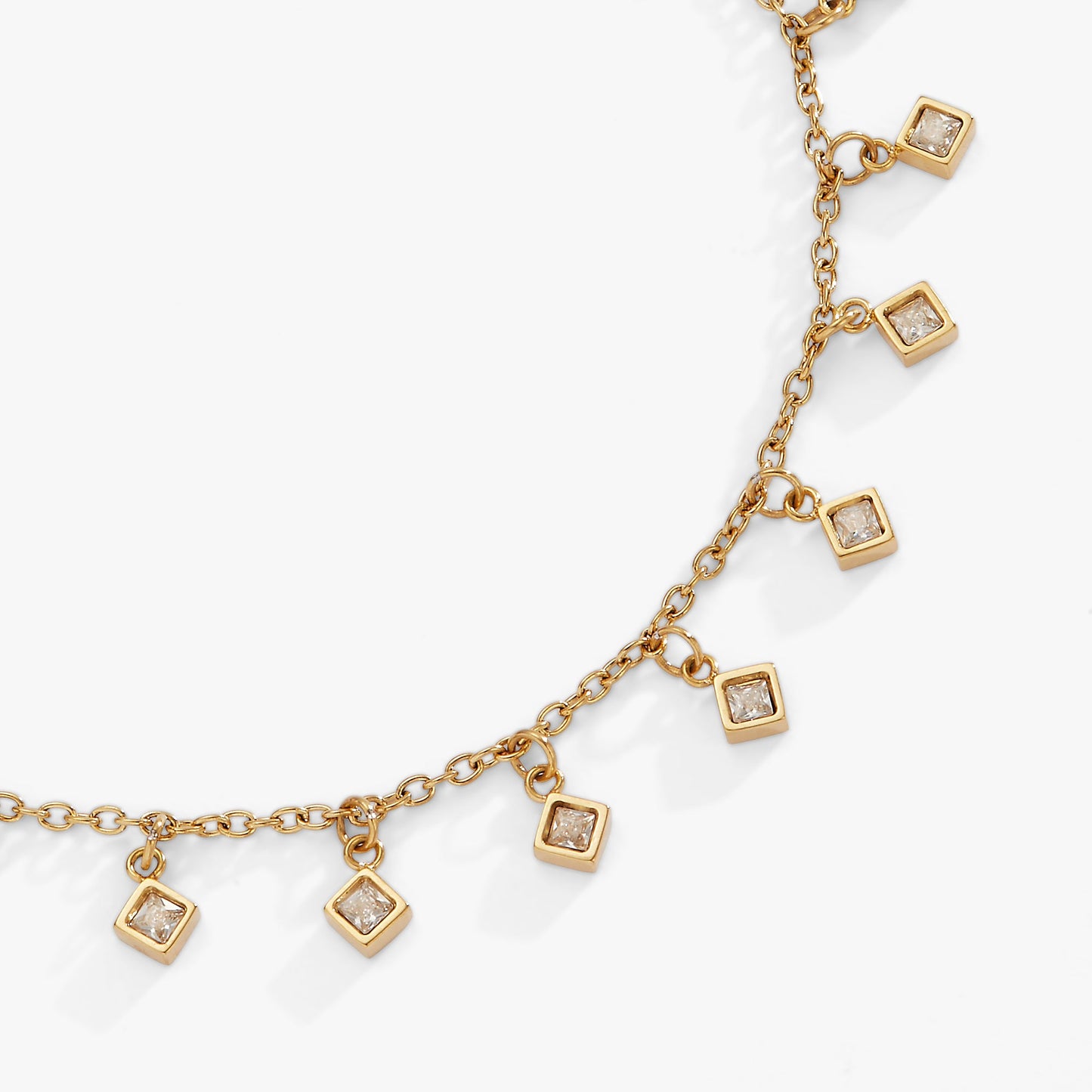 Princess Cut Adjustable Bracelet Stainless Steel Gold