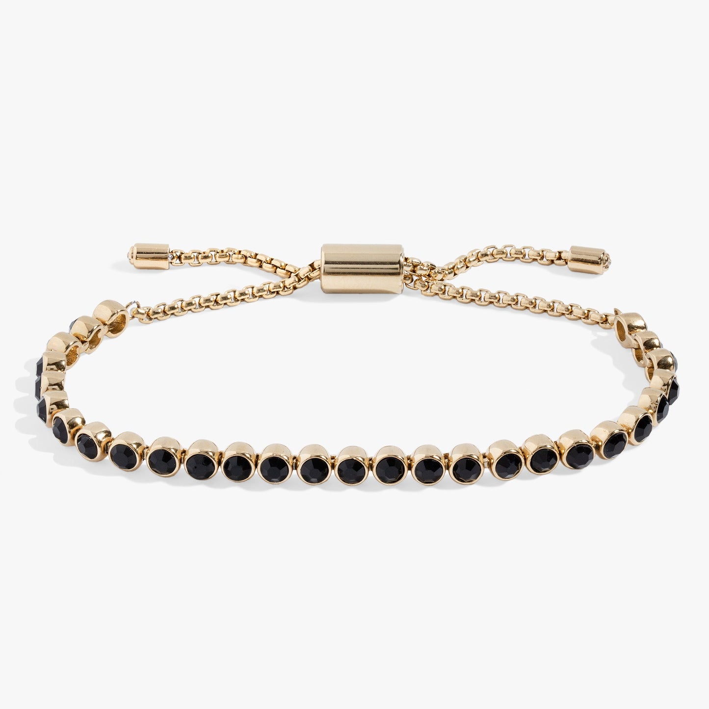 Jet Bolo Tennis Bracelet Stainless Steel  Gold