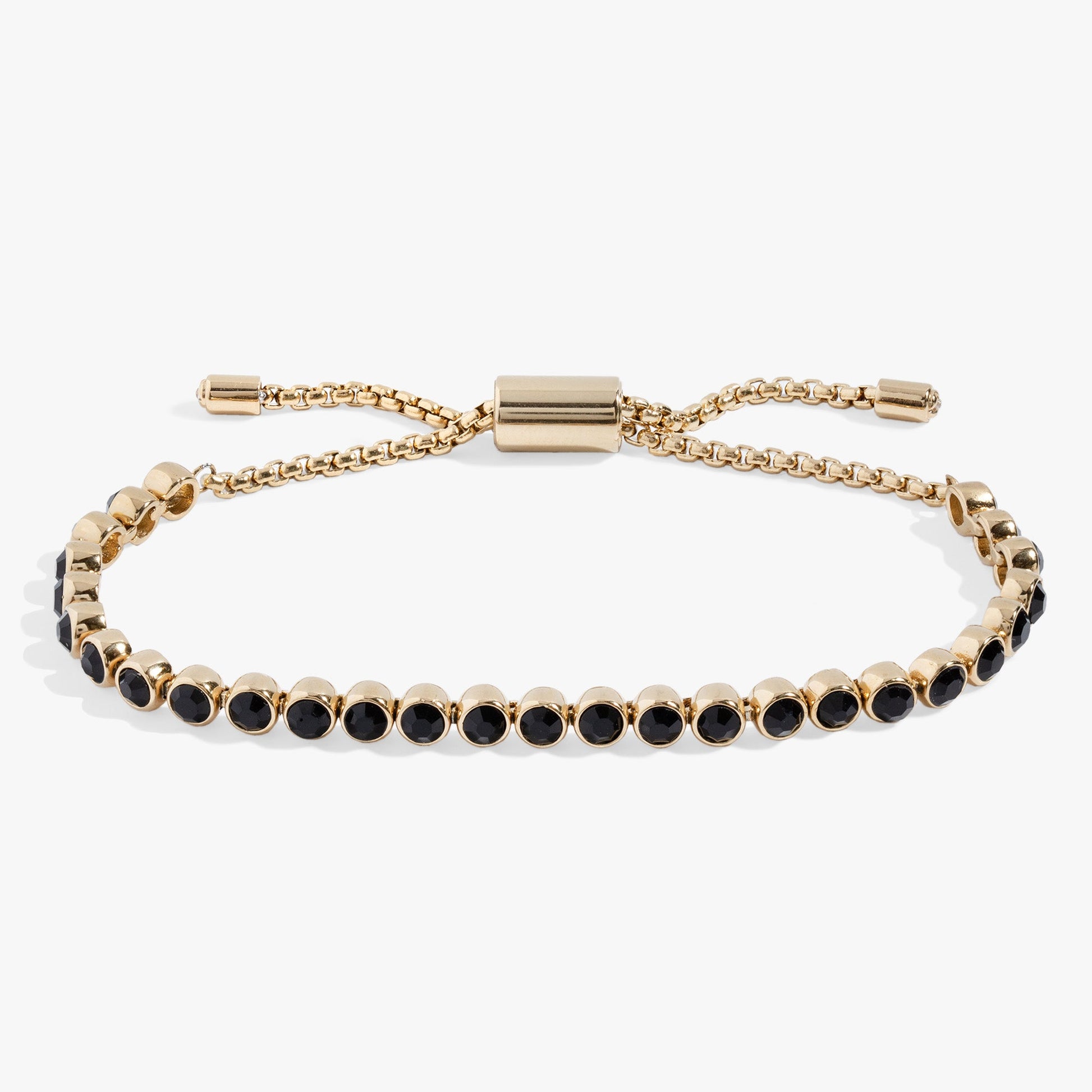 Jet Bolo Tennis Bracelet Stainless Steel  Gold