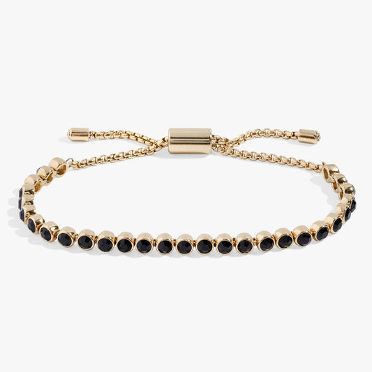 Jet Bolo Tennis Bracelet Stainless Steel  Gold