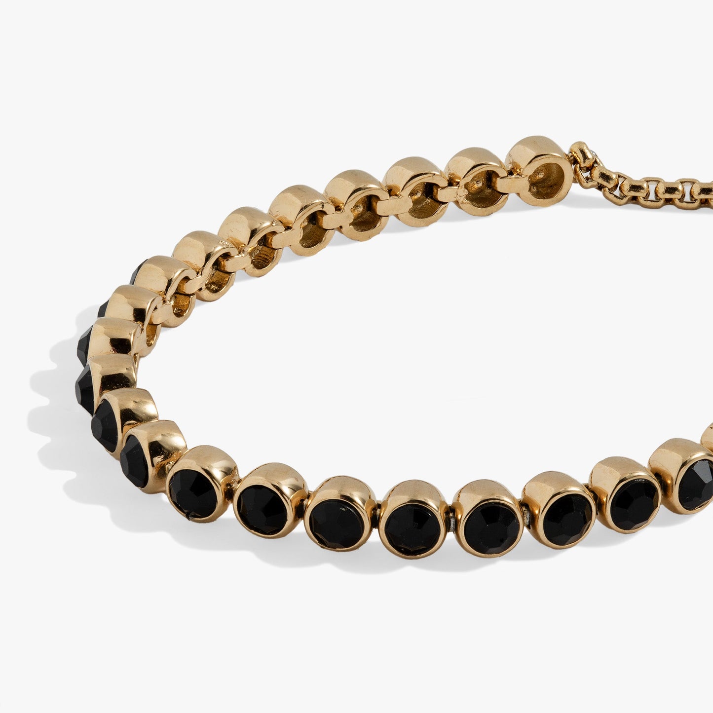 Jet Bolo Tennis Bracelet Stainless Steel  Gold