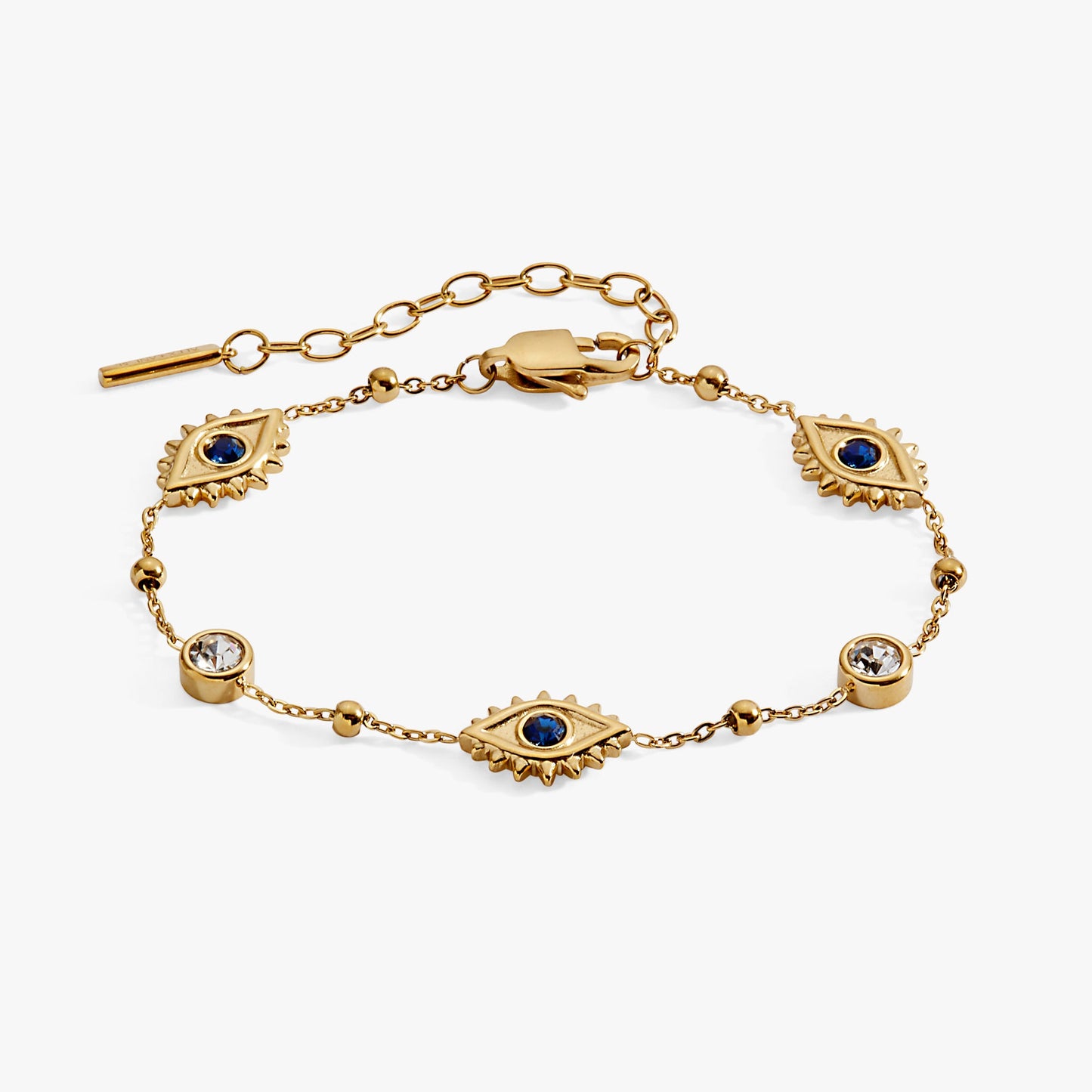 Evil Eye Satellite Chain Inline Bracelet Stainless Steel Silver