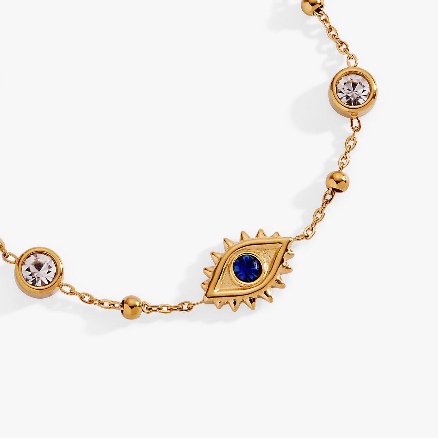 Evil Eye Satellite Chain Inline Bracelet Stainless Steel Silver