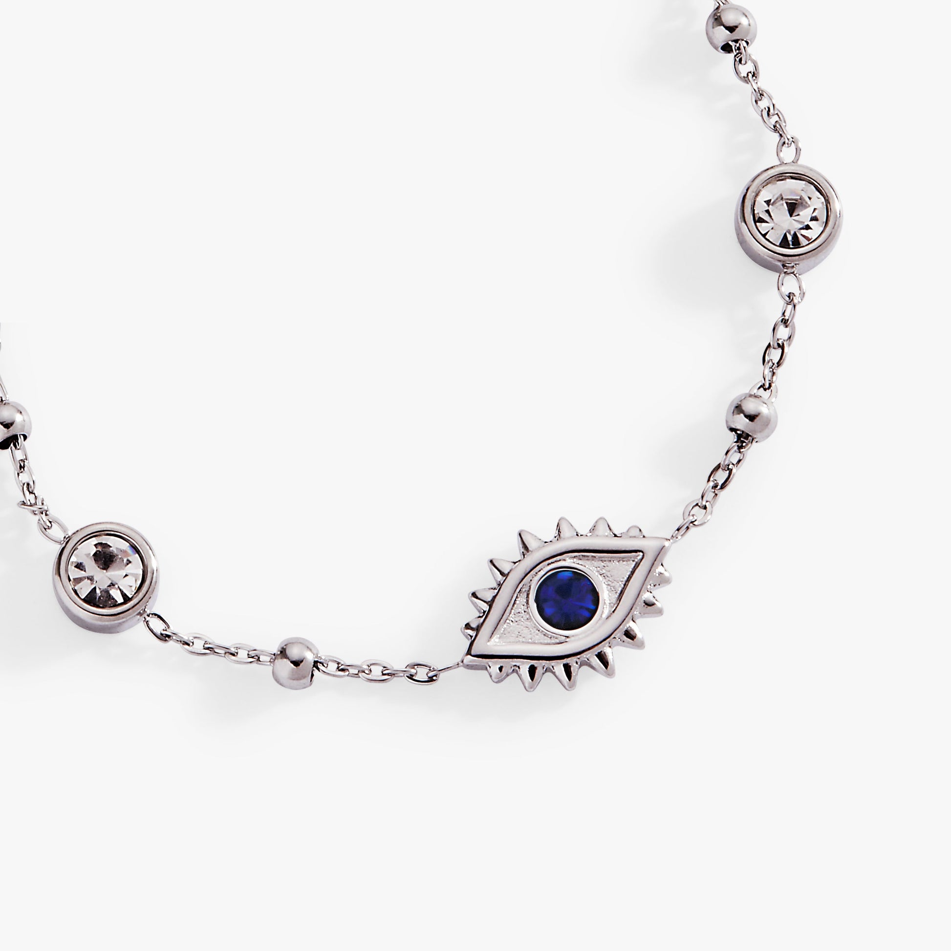 Evil Eye Satellite Chain Inline Bracelet Stainless Steel Silver
