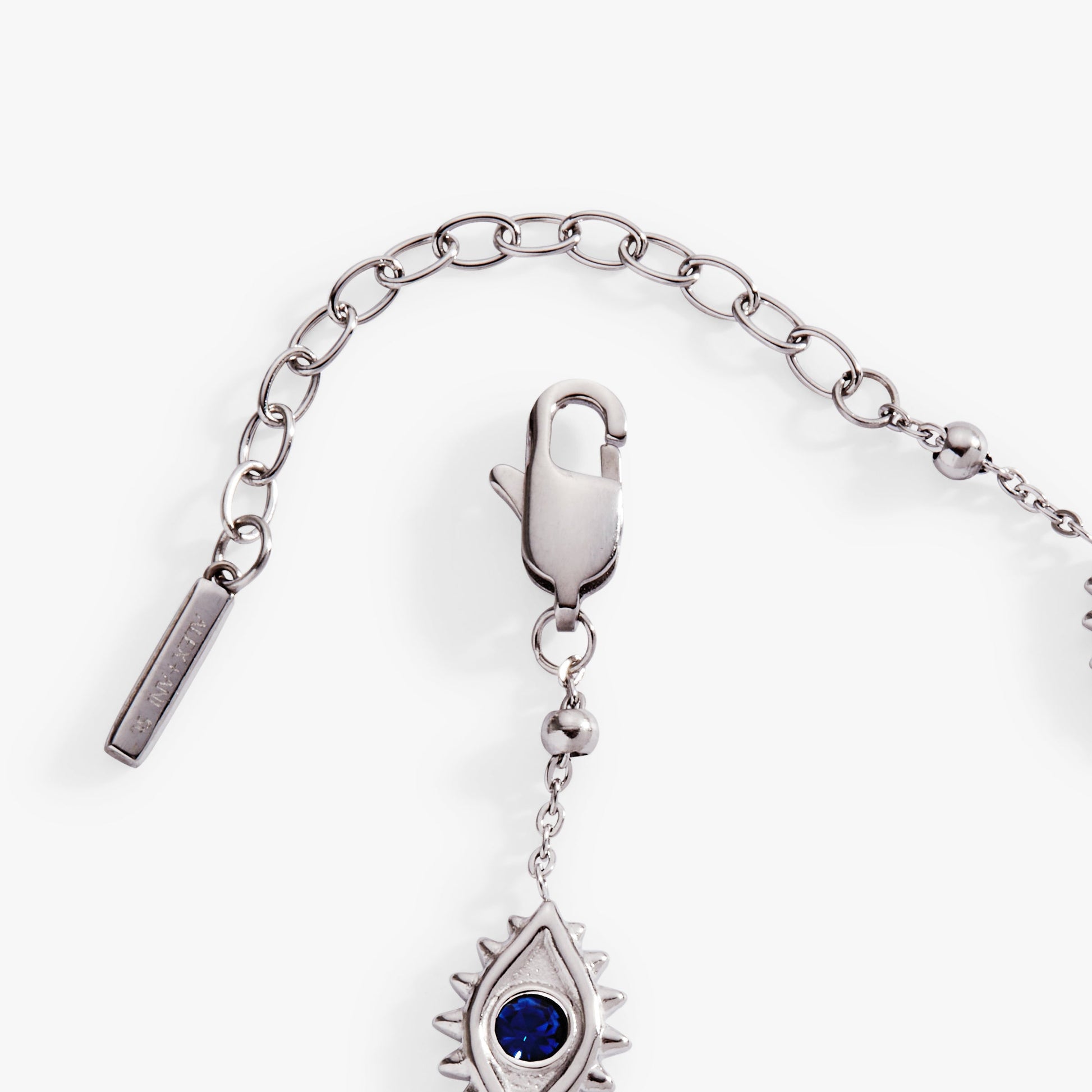 Evil Eye Satellite Chain Inline Bracelet Stainless Steel Silver
