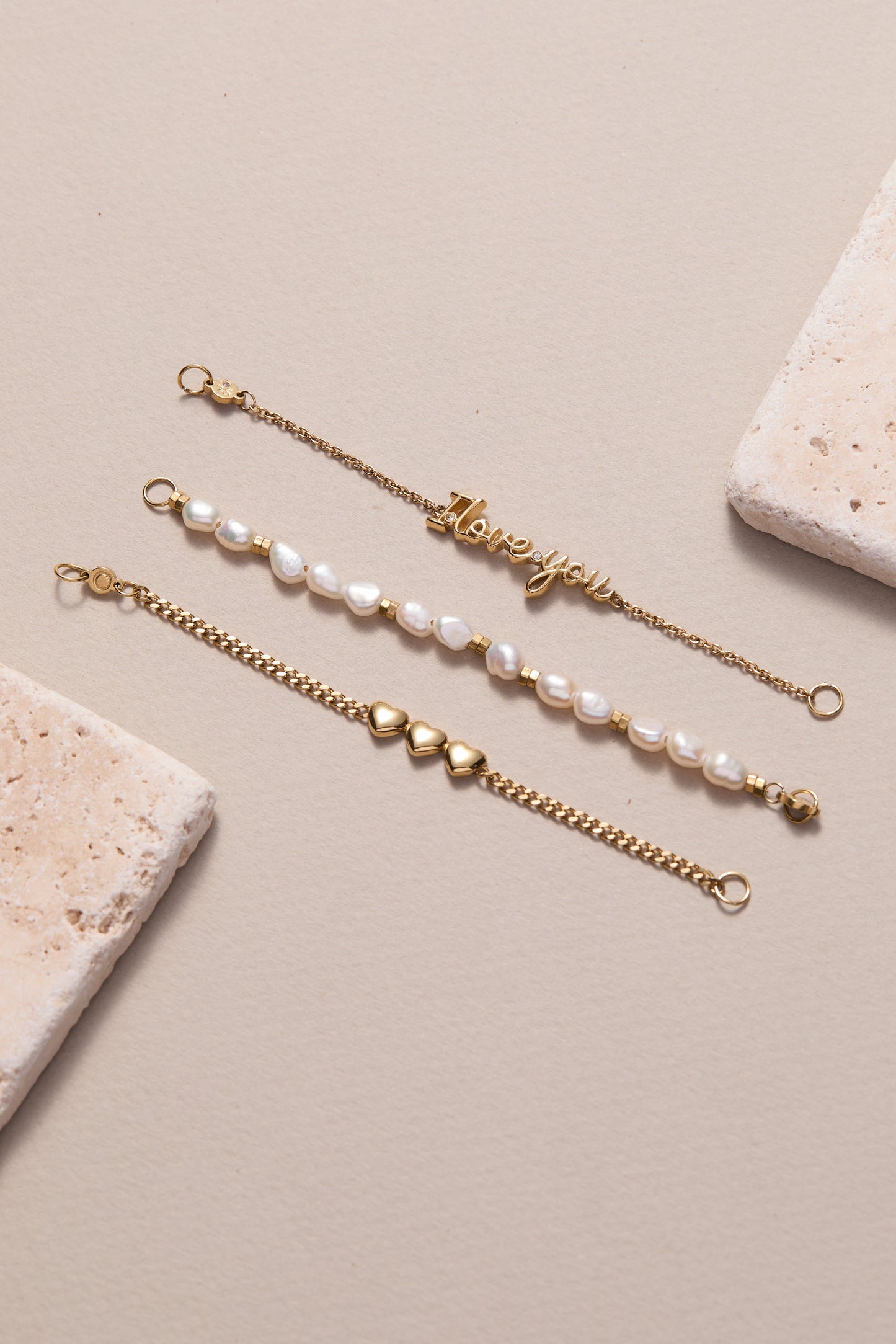 “I Love You” Strand Stainless Steel Gold