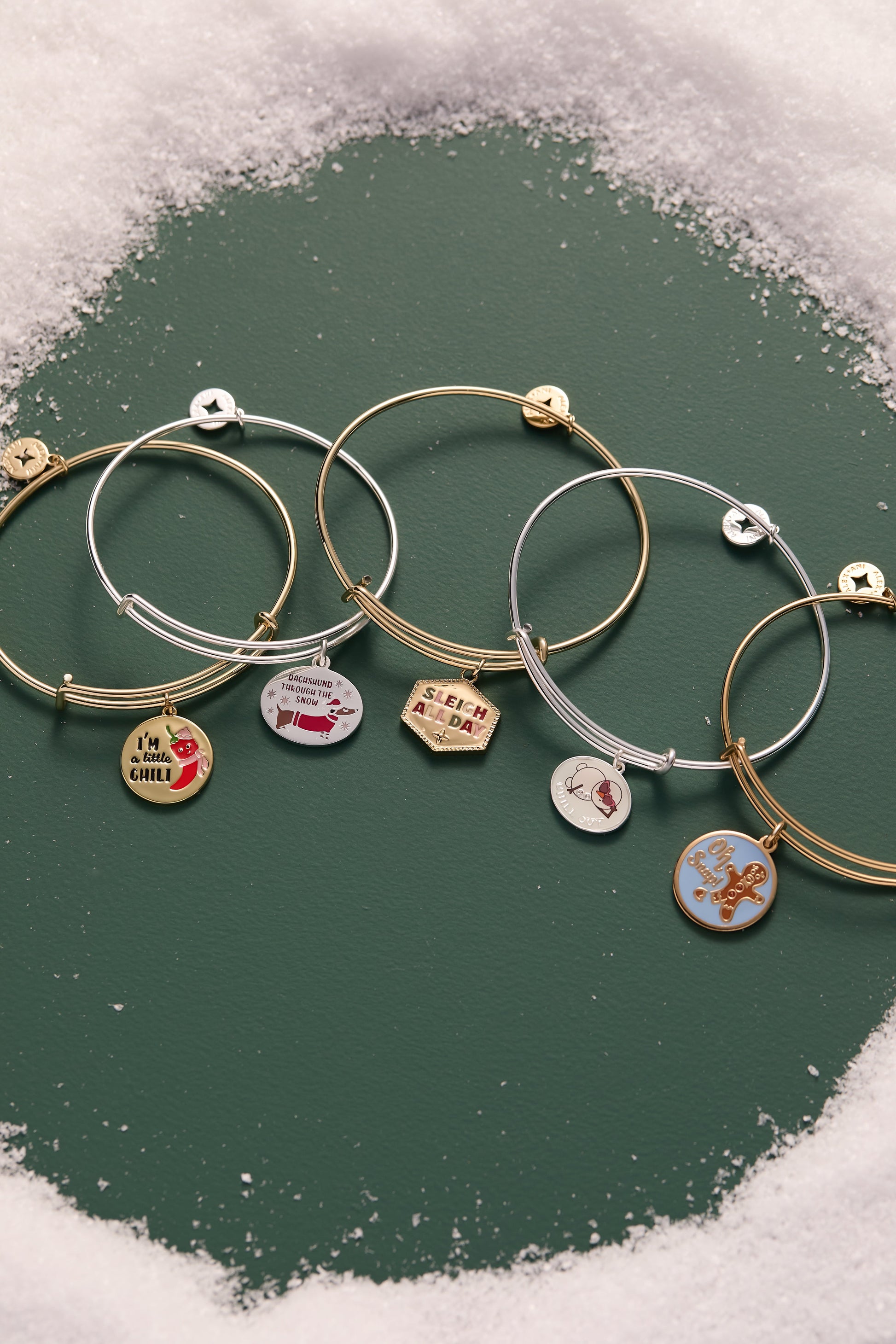 ‘Sleigh All Day’ Charm Bangle Gold