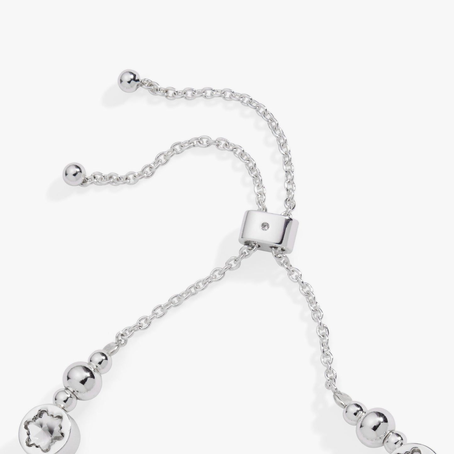 Snowflake Crystal Beaded Bolo Bracelet Silver