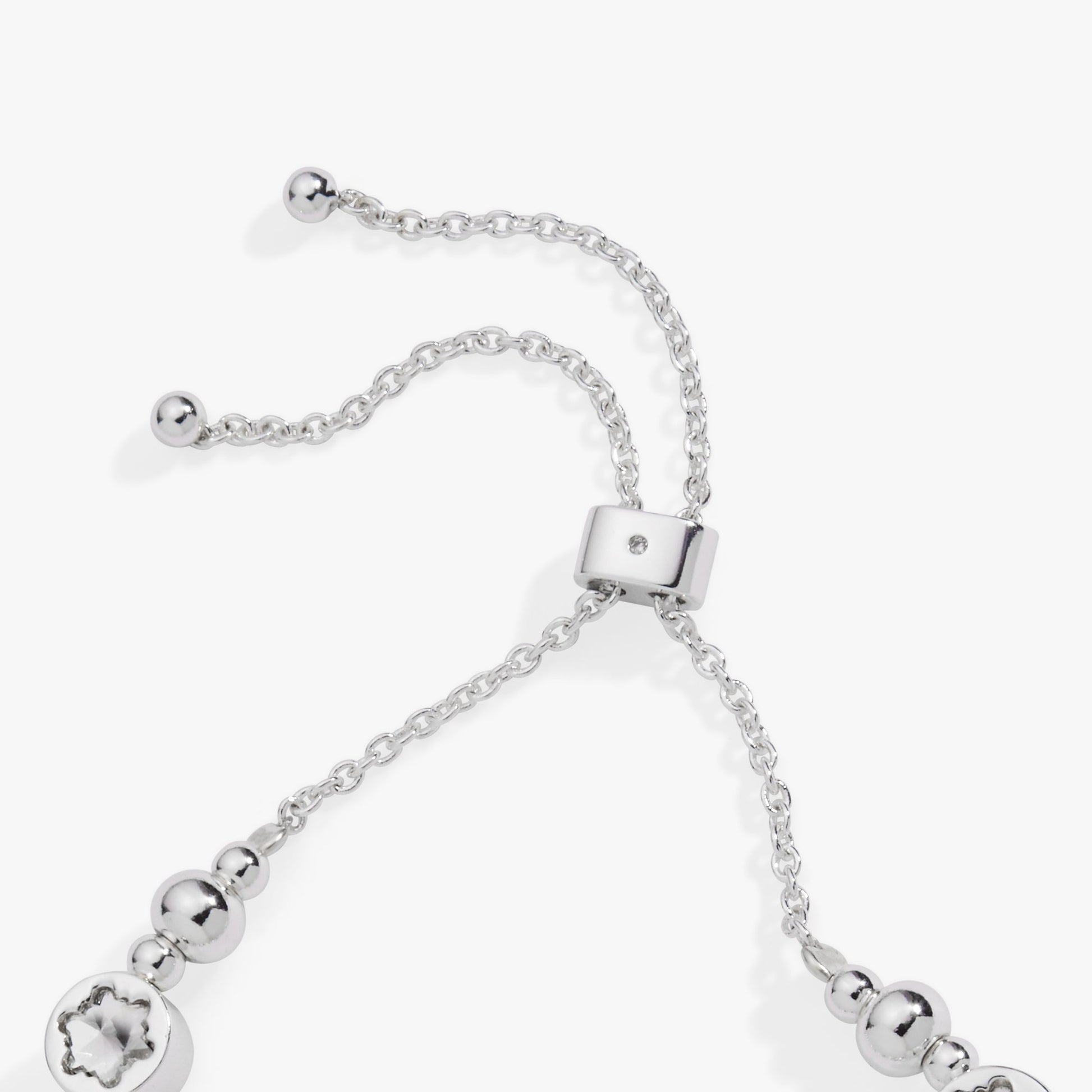 Snowflake Crystal Beaded Bolo Bracelet Silver