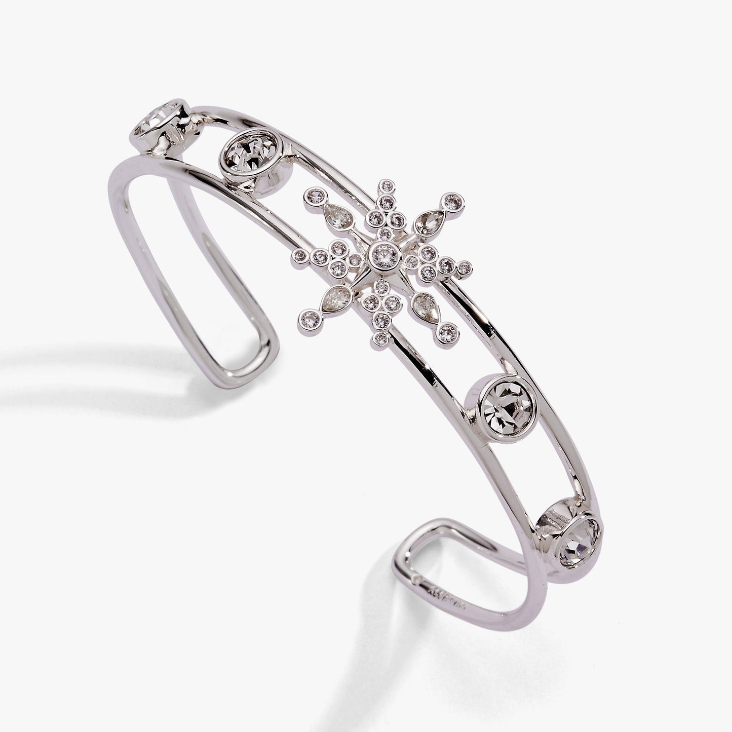 Crystal Snowflake Cuff Bracelet Silver