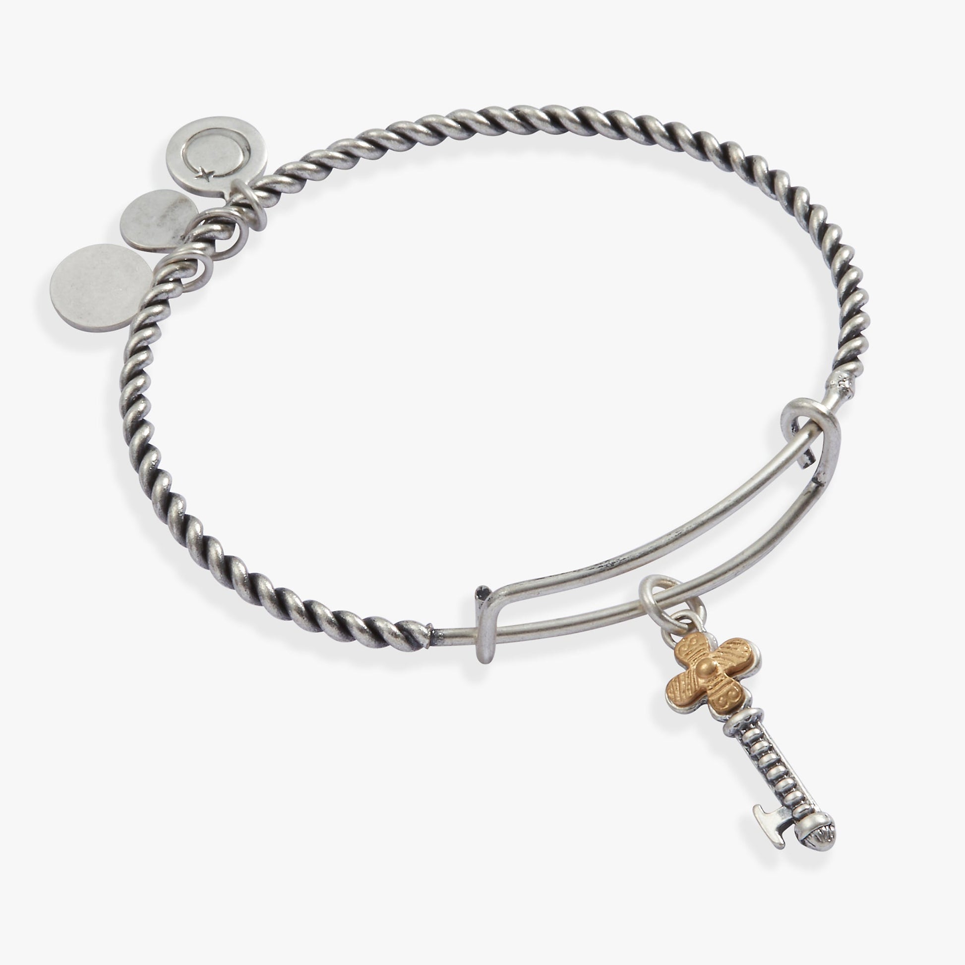 Antique Key Charm Bangle Two Tone