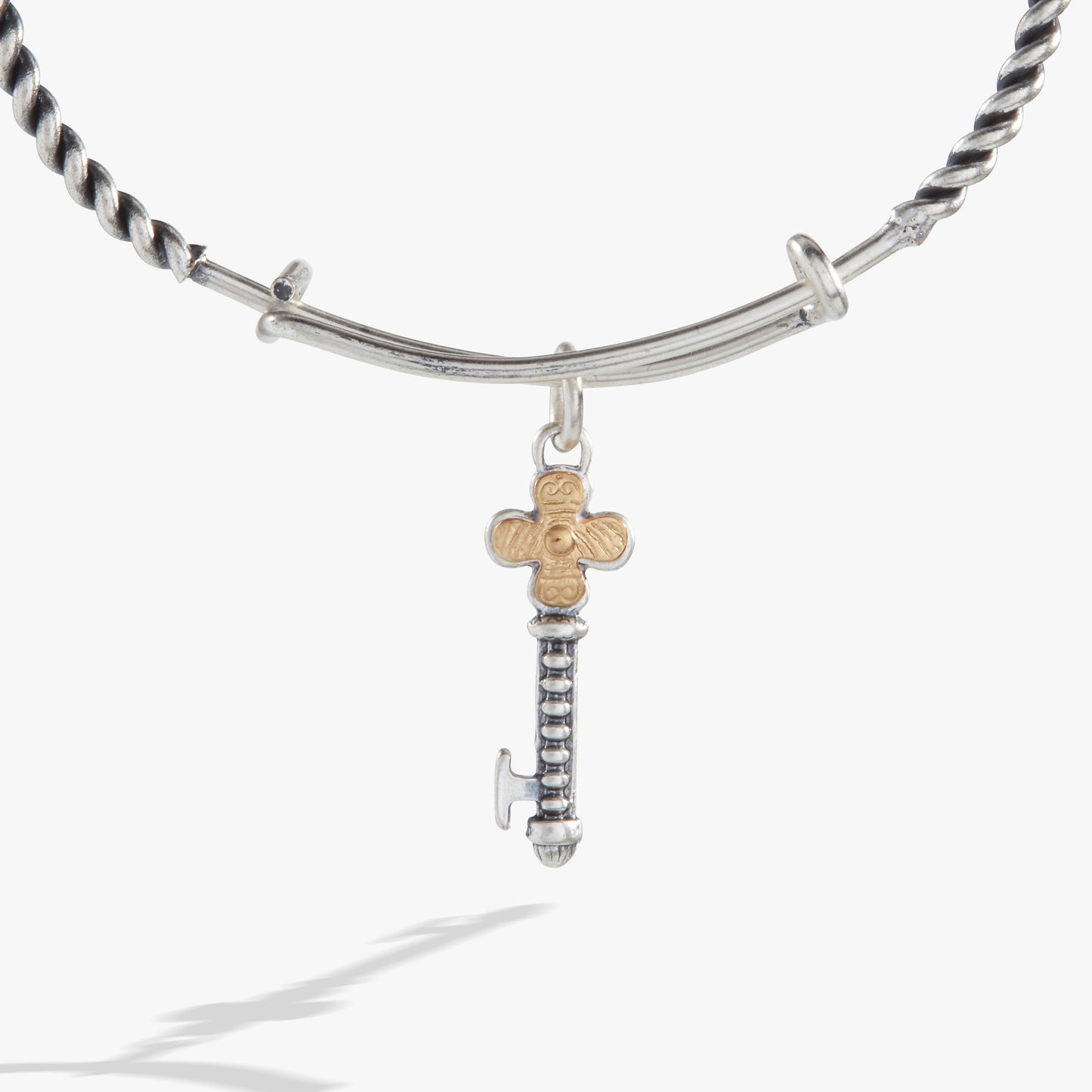 Antique Key Charm Bangle Two Tone