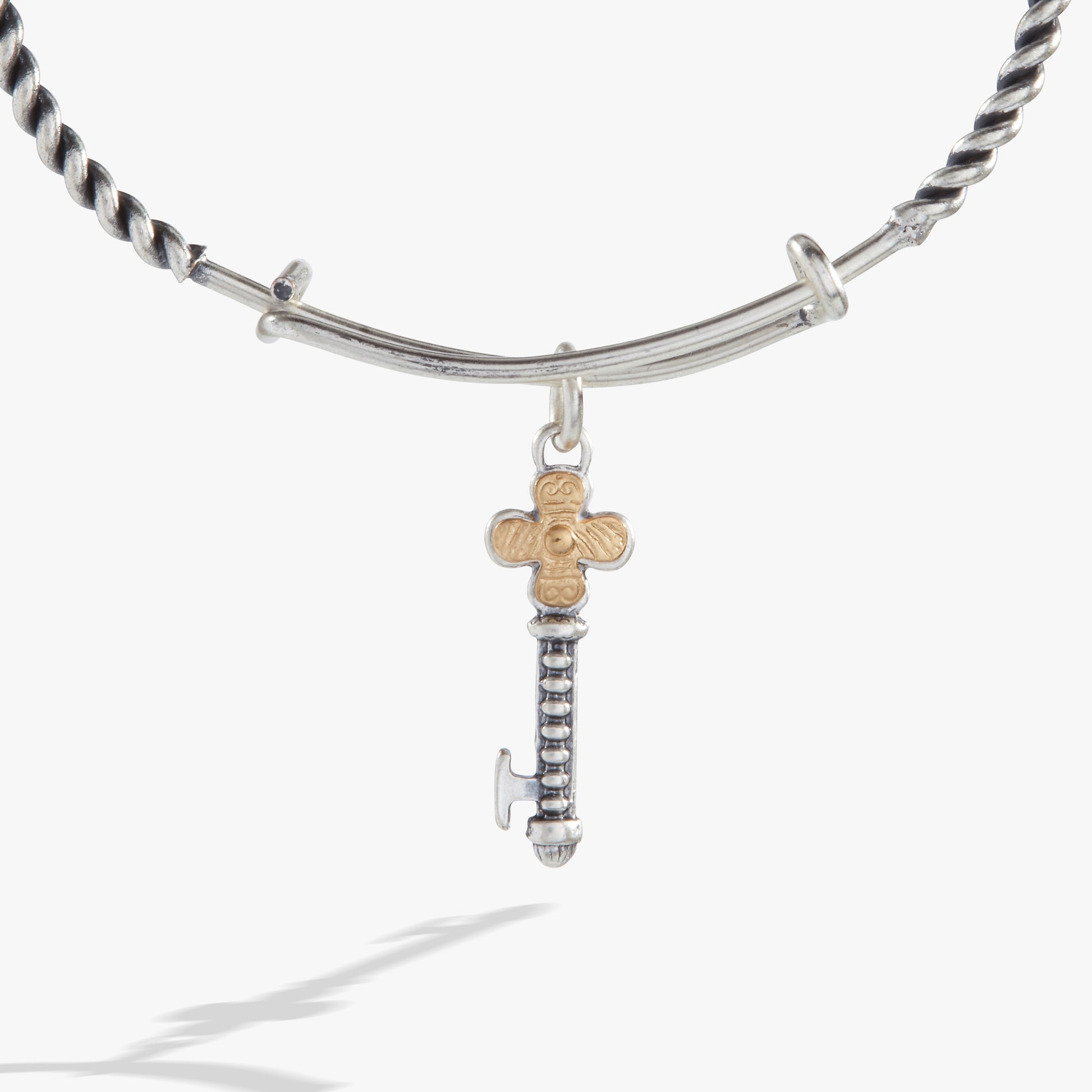 Antique Key Charm Bangle Two Tone