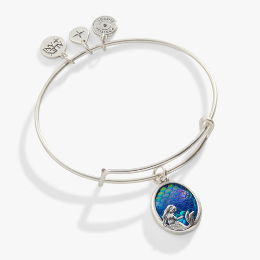 Iridescent Mermaid Charm Bangle Antiqued Silver