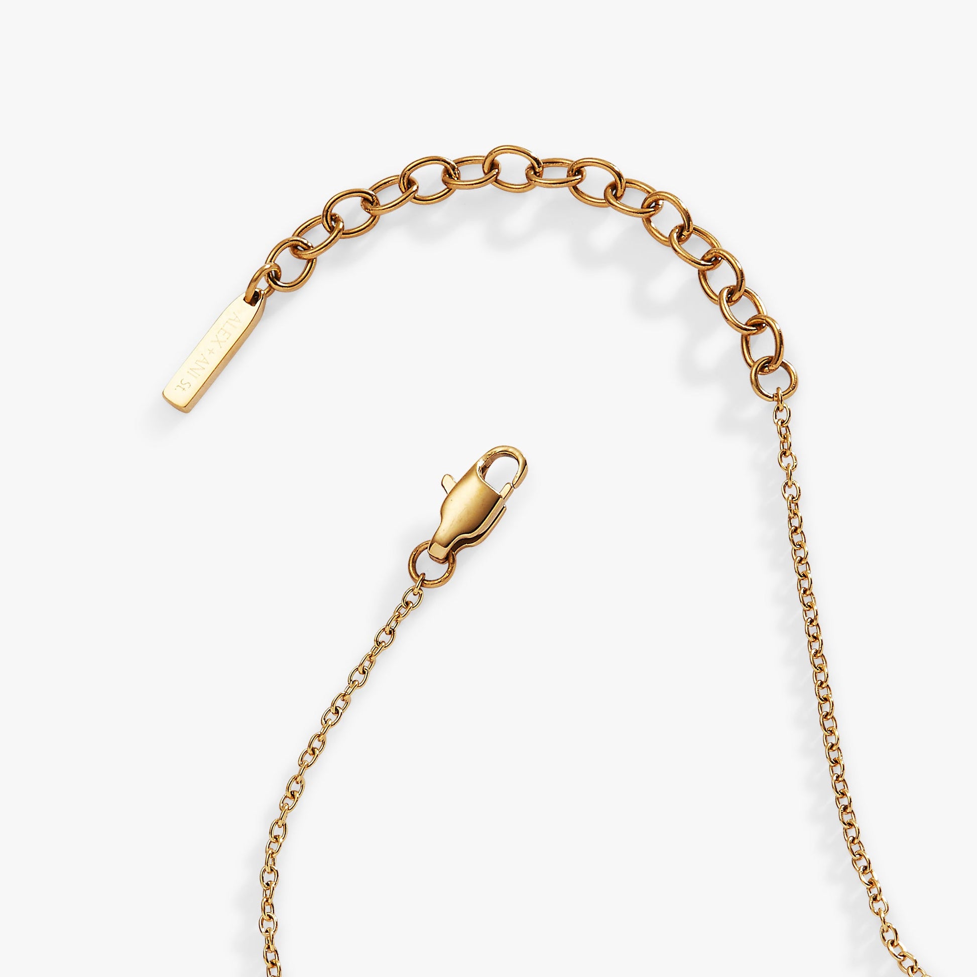 Triple Stone Stationed Necklace Stainless Steel Gold