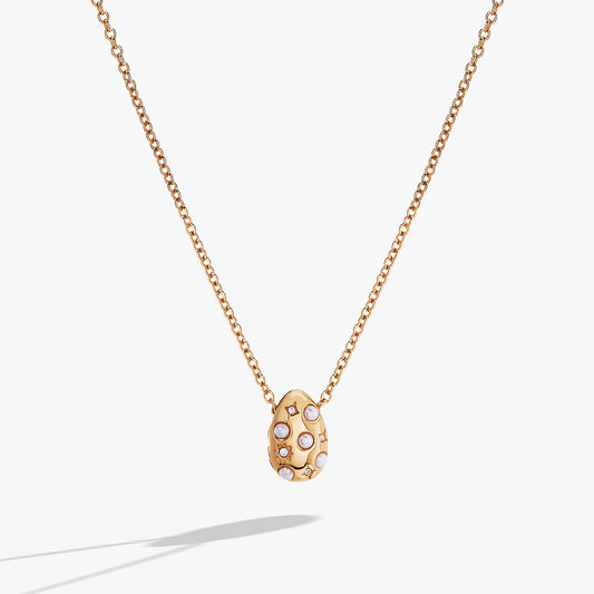 Pearl and Crystal Pendant Necklace Gold