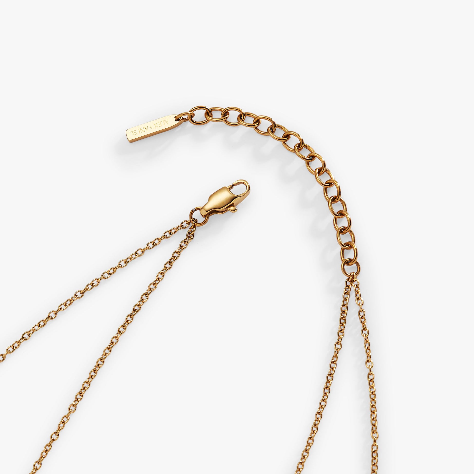 2 Row Princess Cut Adjustable Necklace Stainless Steel Gold