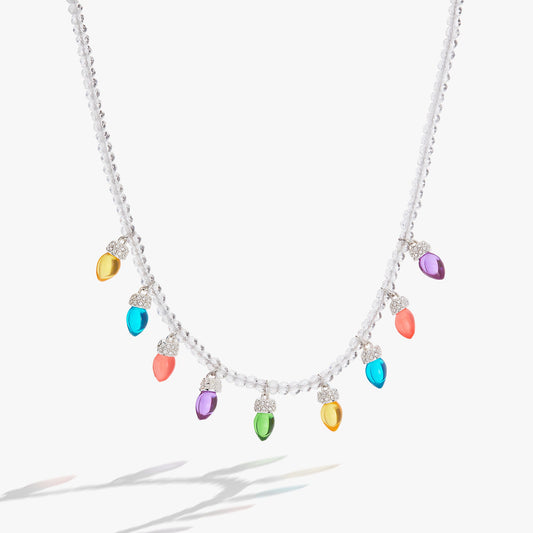 Christmas Light Bulb Necklace Silver