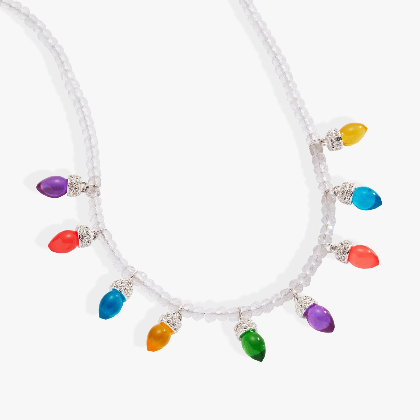 Christmas Light Bulb Necklace Silver