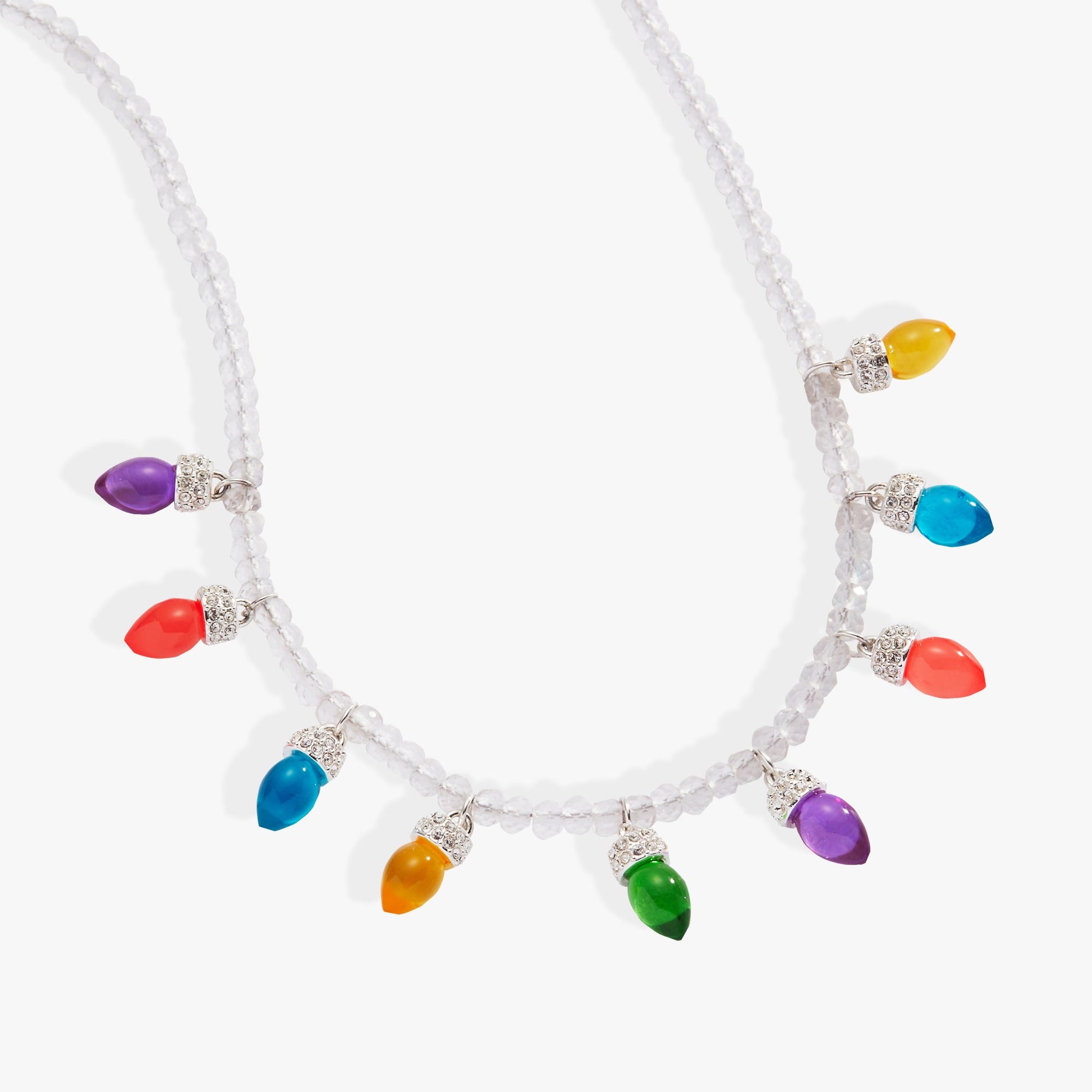 Christmas Light Bulb Necklace Silver
