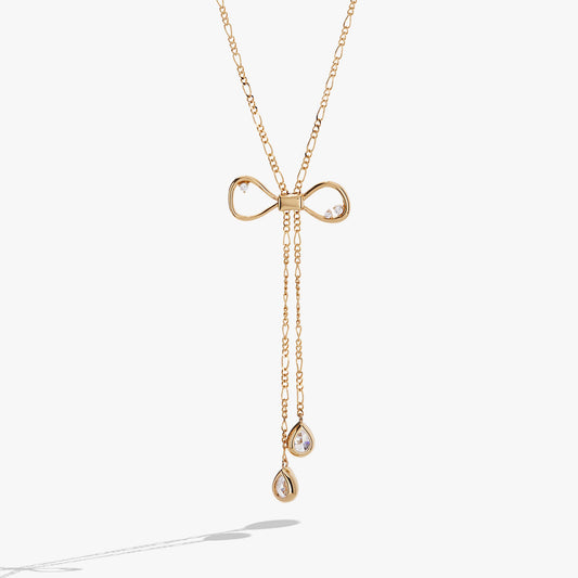 Coquette Bow Necklace Shiny Gold