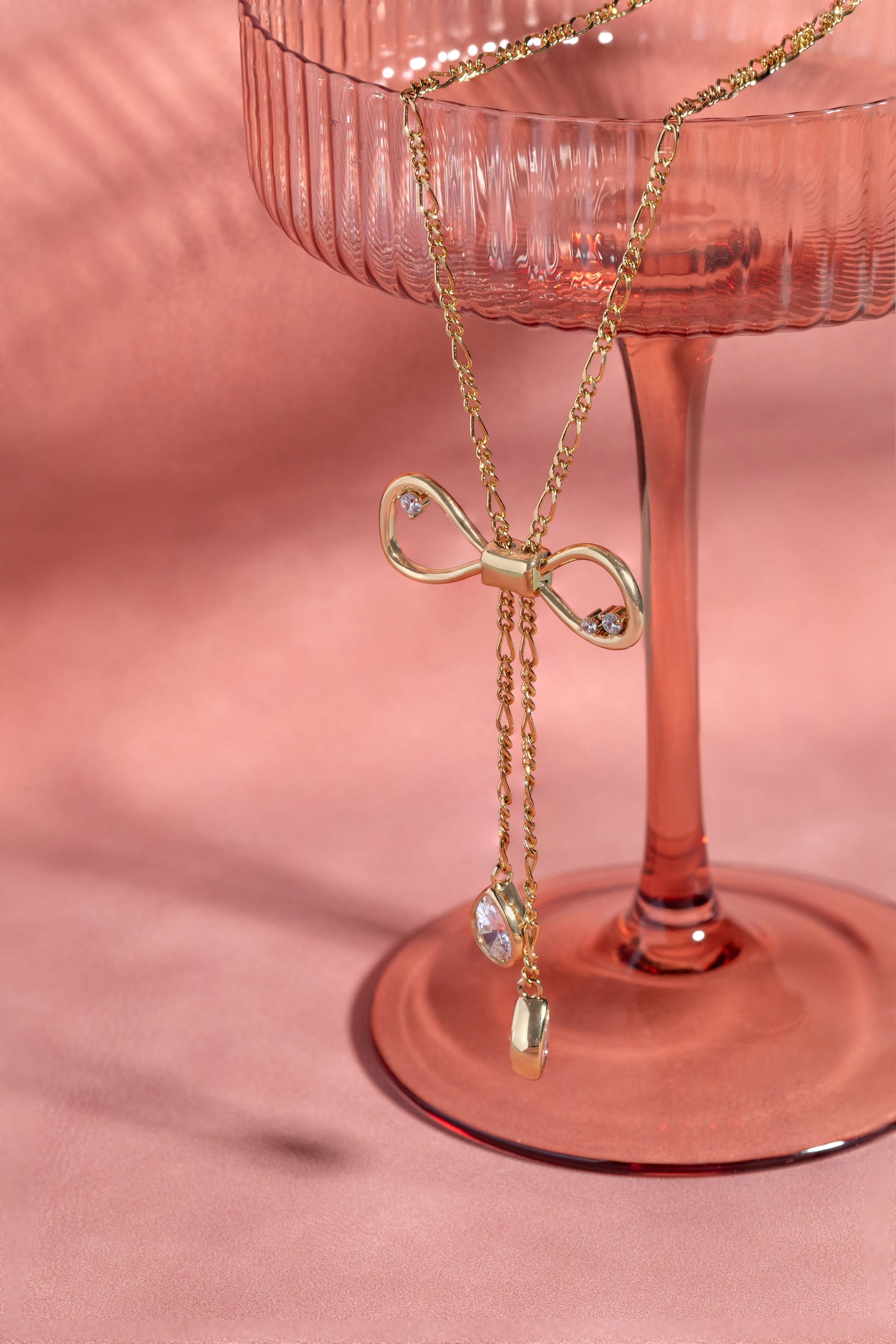 Coquette Bow Necklace Shiny Gold
