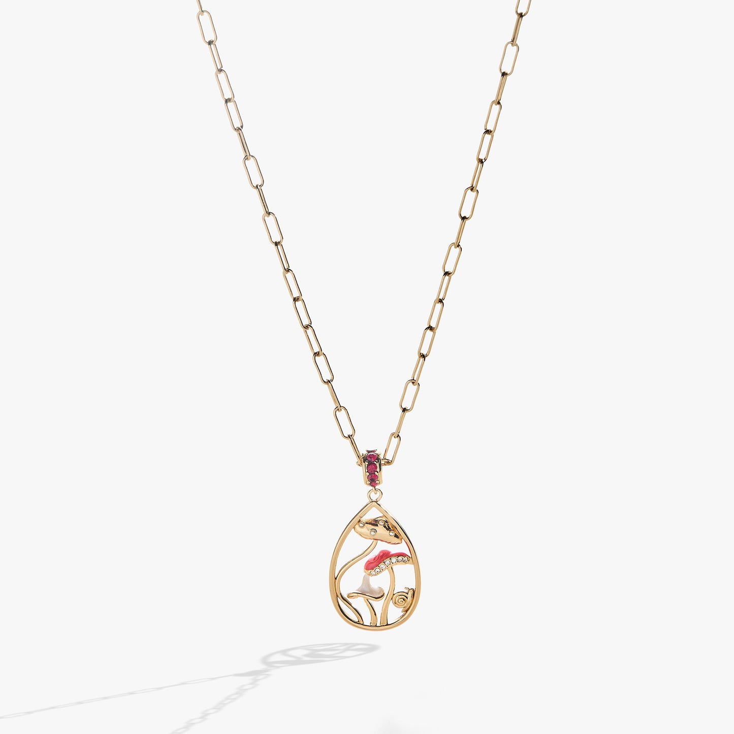Mushroom Pendant Necklace Gold