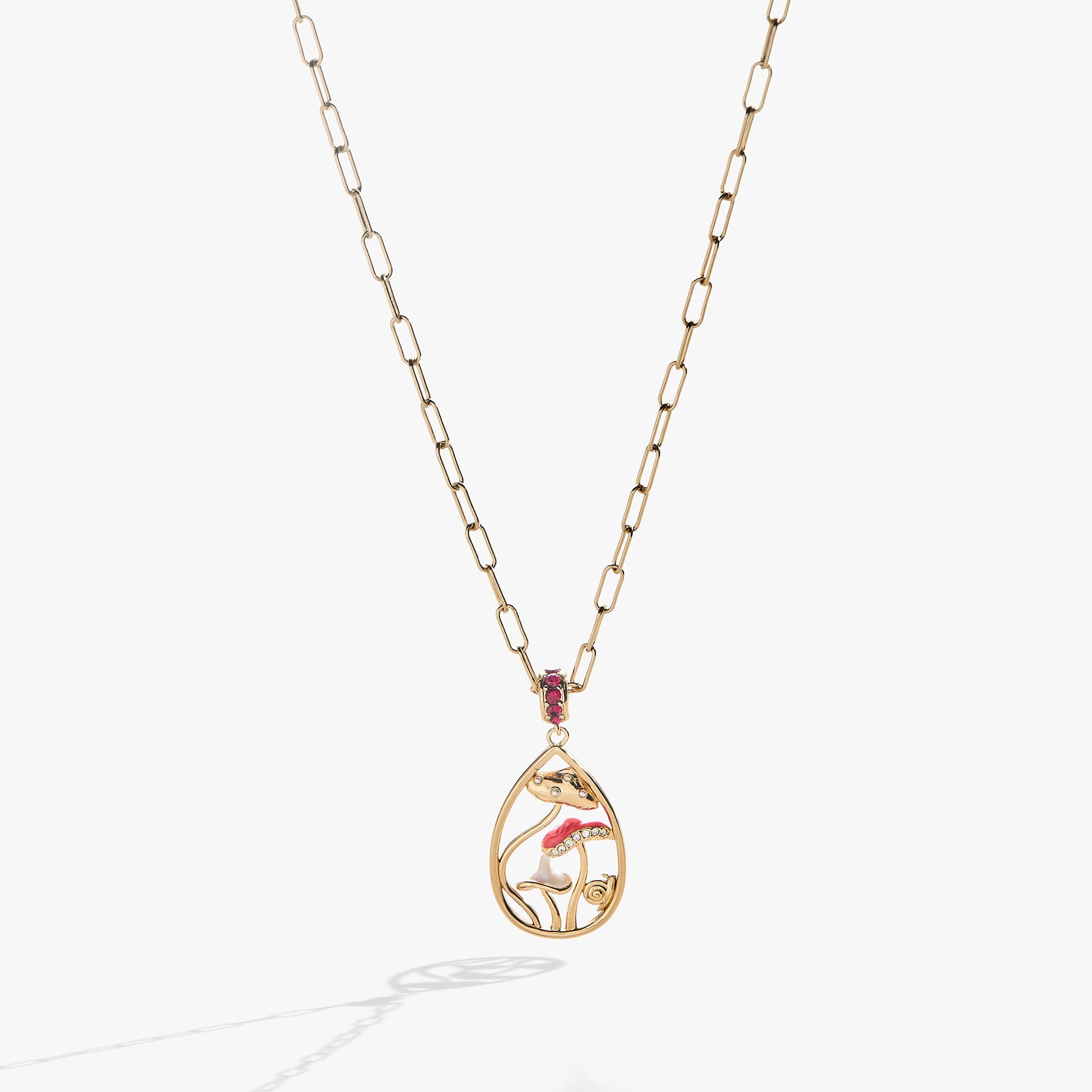 Mushroom Pendant Necklace Gold