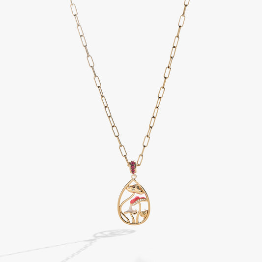 Mushroom Pendant Necklace Gold