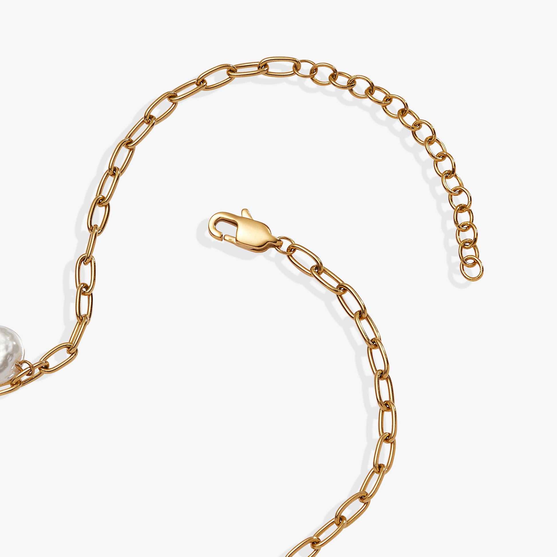 Coin Pearl Necklace Stainless Steel Gold