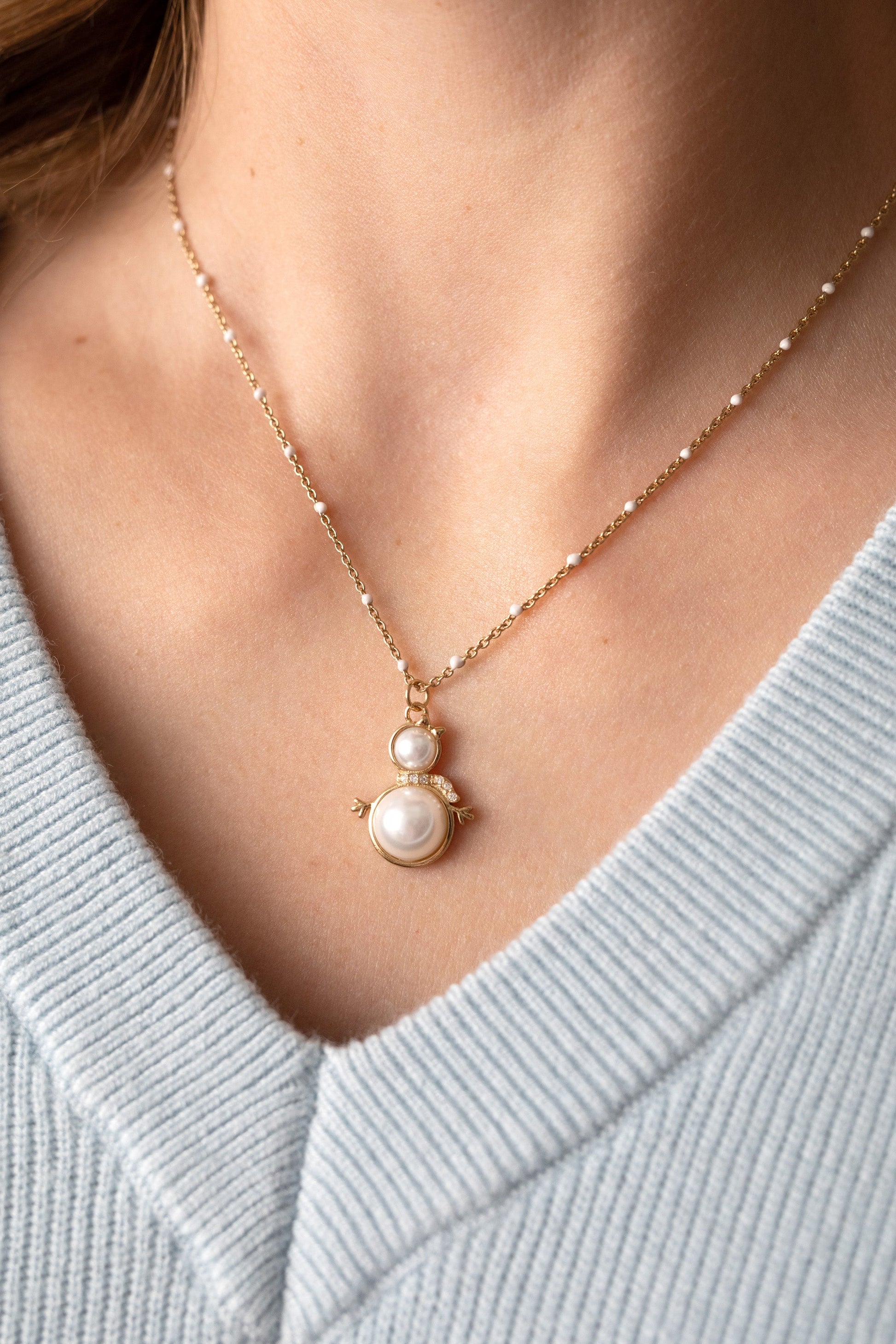 Snowwoman Necklace Shiny Gold