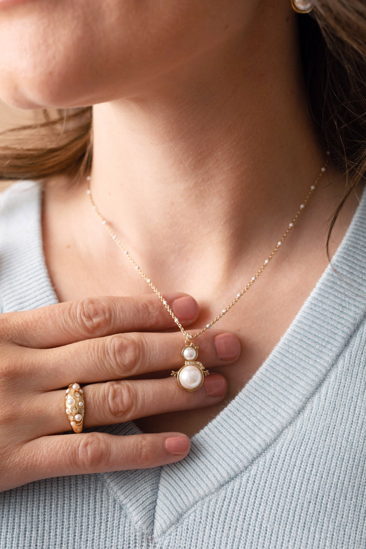 Snowwoman Necklace Shiny Gold