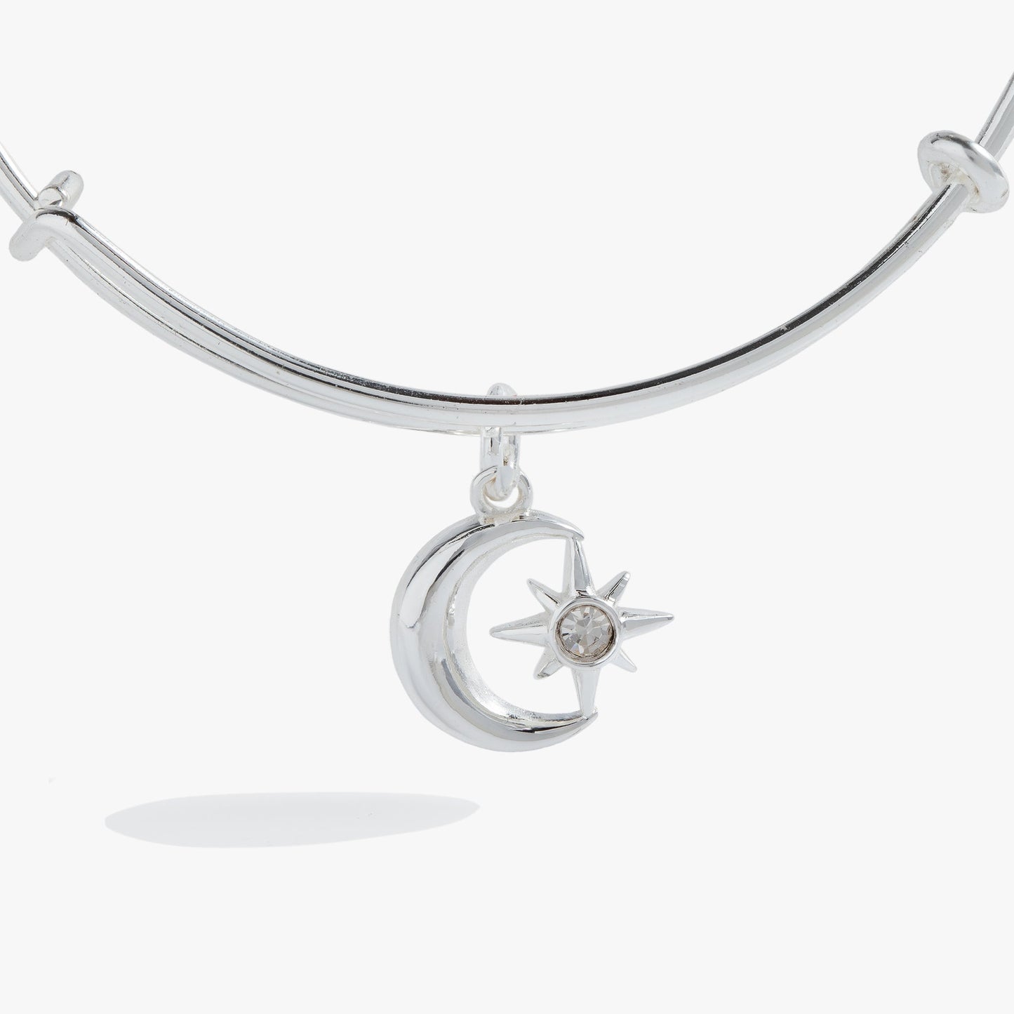 Star and Moon Charm Bangle Silver