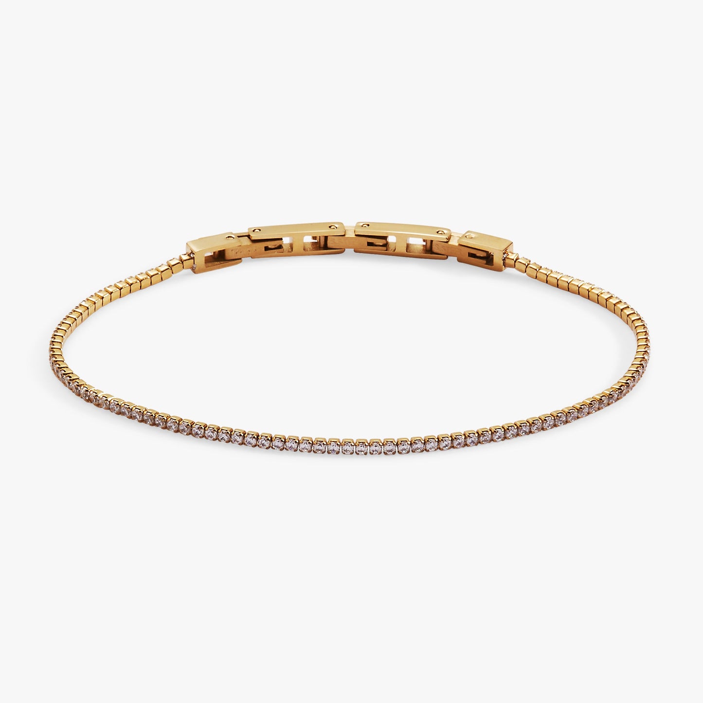 Mini Tennis Bracelet Stainless Steel Gold