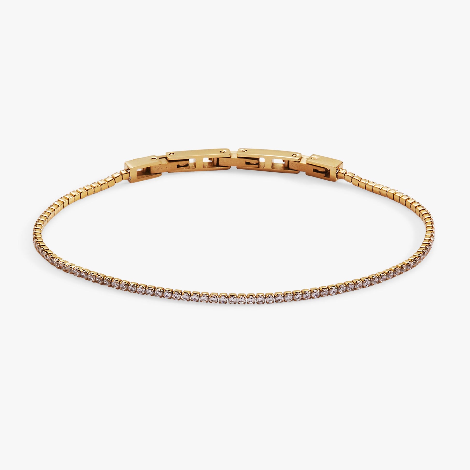 Mini Tennis Bracelet Stainless Steel Gold