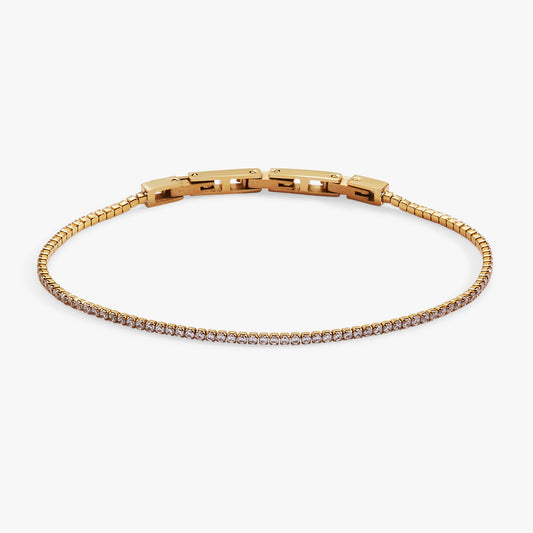 Mini Tennis Bracelet Stainless Steel Gold